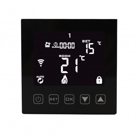 EVP HY603WE black termosztát +5..+35°C, 16A padlóérzékelővel